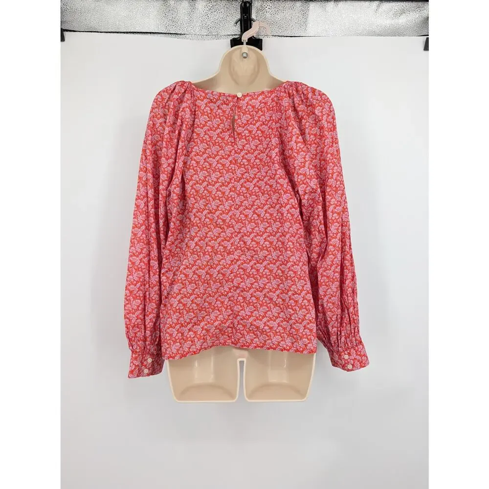 J.Crew Liberty London Toutouayette Red Floral Medium Cottagecore Puff Sleeve